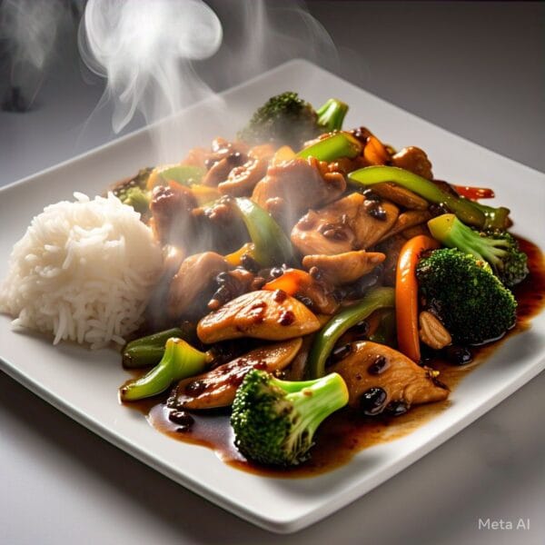 C6 - Chicken in Black Bean Sauce and Mixed Vegetables Stir Fry