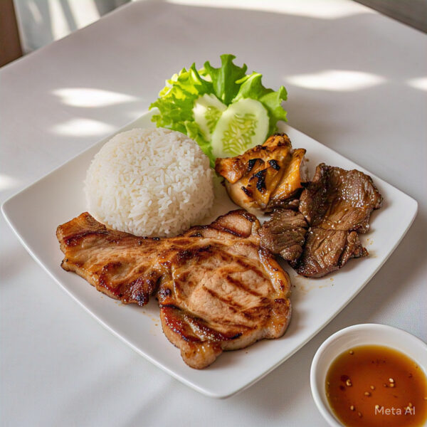 Rice Dish-Meat Lover with Grilled Beef, Chicken, Pork