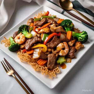 N1 - Beef, Chicken, Shrimp and Mixed Vegetables Stir Fry