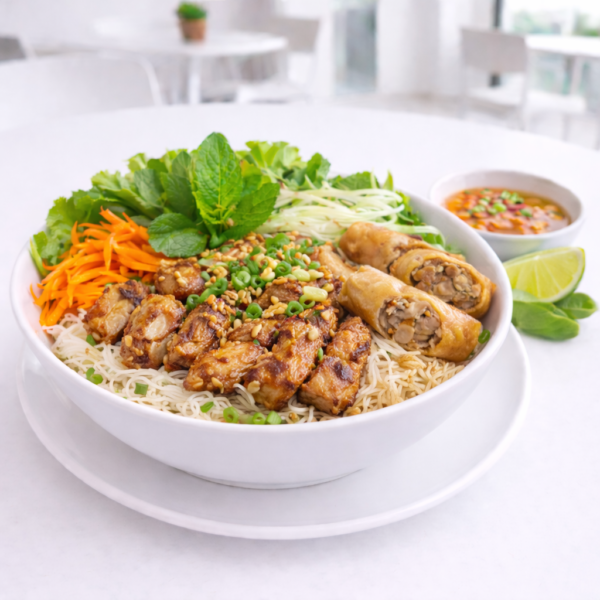 B5. Grilled Chicken & Spring Roll Vermicelli - Bún Gà Nướng Chả Giò