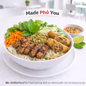 B8. Grilled Beef & Spring Roll Vermicelli - Bún Bò Lụi Chả Giò