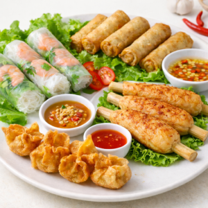 BH1. Grilled Pork, Meatball & Sugarcane Shrimp Platter - Bánh Hỏi, Thịt Nướng, Nem Nướng, Chạo Tôm