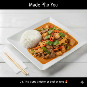 C8. Spicy Curry Chicken or Beef on Rice (Cơm Cà Ri Gà Hoặc Bò)