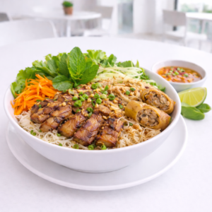 B2. Grilled Pork, Spring Roll & Pork Skin Vermicelli (Bún Bì Thịt Nướng Chả Giò)