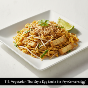 T13. Thai Style Vegetarian Stir Fry Egg Noodles (Contains Egg) - Mì Xào Chay Kiểu Thái