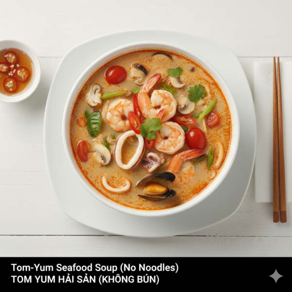 T1. Tom-Yum Seafood Soup (No Noodles) - Súp Đồ Biển Chua Cay 🌶️