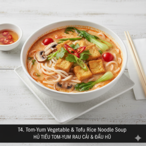 T4. Tom Yum Vegetable Rice Noodle Soup - Hủ Tiếu Chay Thái Lan