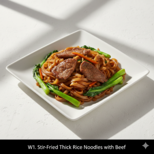 W1. Stir-Fried Thick Rice Noodles with Beef - Hủ Tiếu Xào Thịt Bò