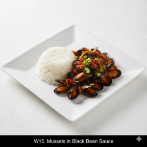 W15. Mussels in Black Bean Sauce - Chem Chép Xào Tương Đen
