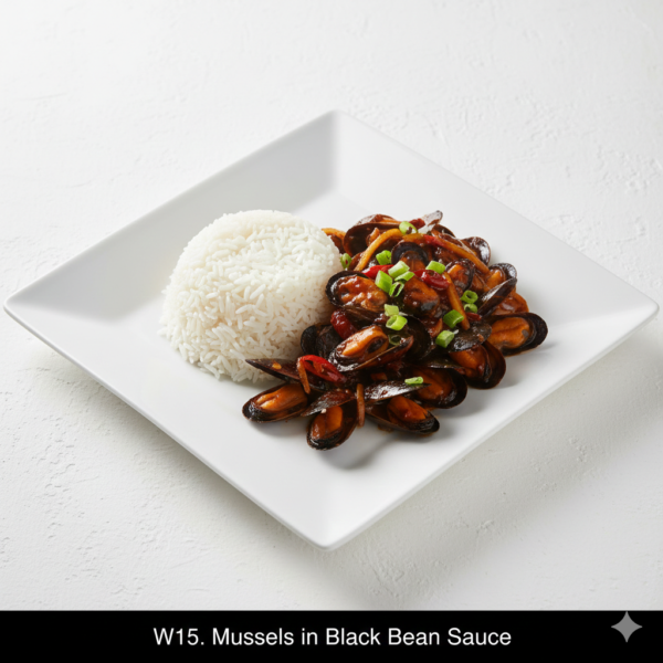 W15. Mussels in Black Bean Sauce - Chem Chép Xào Tương Đen