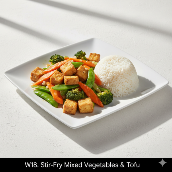 W18. Mixed Vegetables & Tofu Stir Fry - Rau Cải & Đậu Hũ Xào