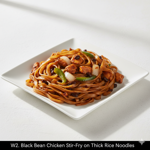 W2. Black Bean Beef or Chicken Stir Fry on Thick Rice Noodles - Hủ Tiếu Xào Tương Đen Bồ hoặc Gà